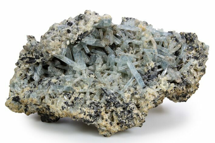 Aquamarine Crystal Cluster on Schorl and Feldspar - Namibia #346204